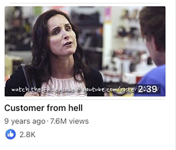 Paul Moore as Shaun in Rostered On’s viral “Customer from Hell” scene — an infuriating retail moment where a rude customer demands the manager and Shaun finally snaps.