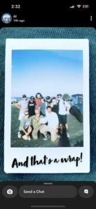 Polaroid photo of the cast and crew of Stashamo High on the last day of filming in Geelong, captured during sunset with Paul Moore and the team celebrating wrap-up.