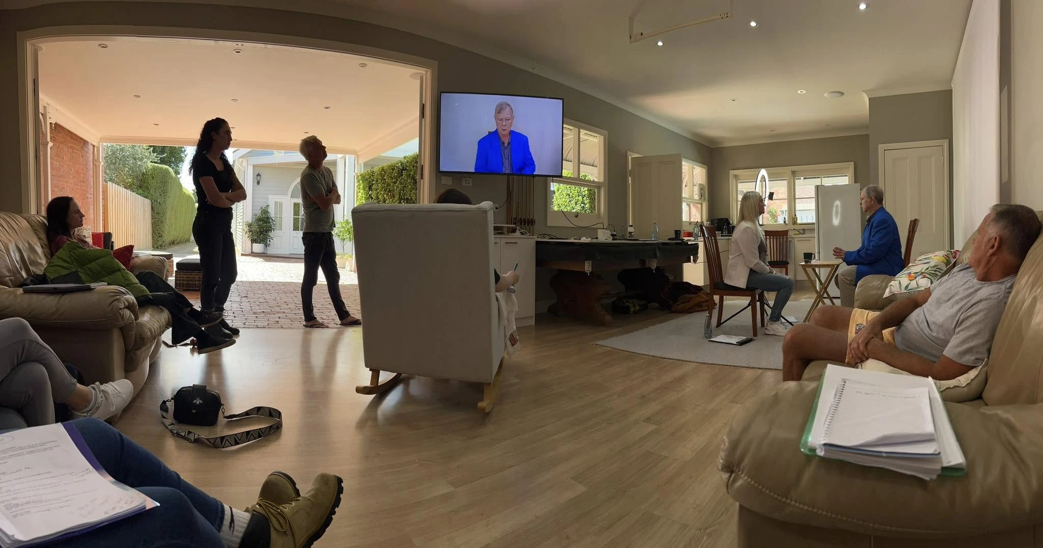 Students in Paul Moore’s Geelong acting class review performances on screen to refine emotion and storytelling.