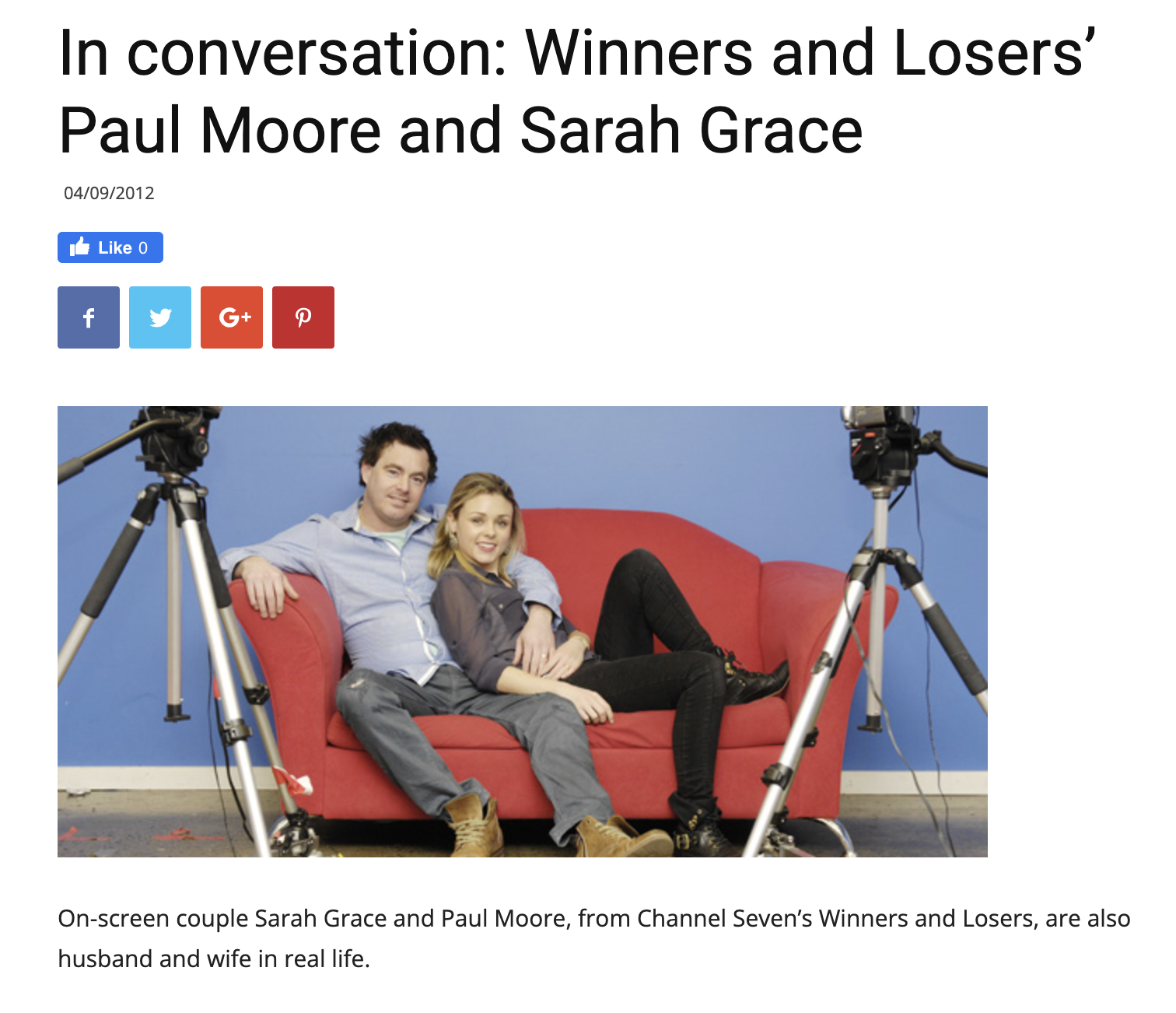 Paul Moore and Sarah Grace during their early years of success, working seven days a week building MooreGrace Acting Studios in Geelong.
