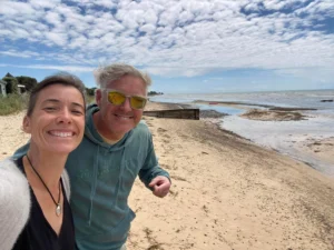 Paul Moore and his life coach on the beach in Geelong — celebrating growth, mindset, and gratitude.