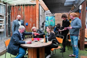 Paul Moore coaching actors during a filmed class on camera performance and audition technique in Geelong.