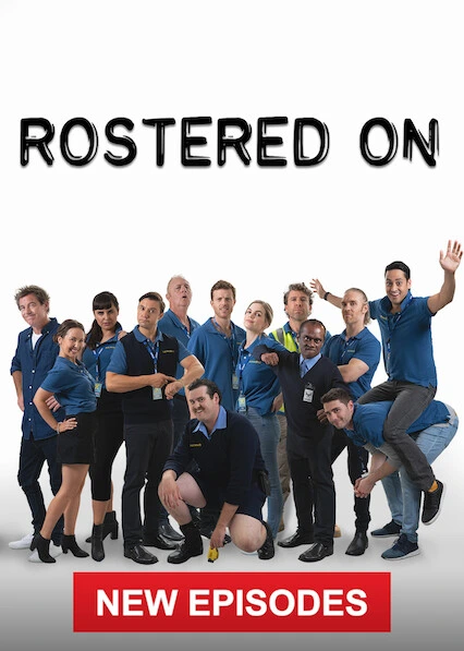 Paul Moore and the full Rostered On cast during Season One filming — Australian Netflix comedy produced in Geelong.