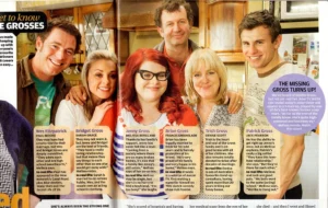 Paul Moore as Wes Fitzpatrick, the down-to-earth husband of Bridget in Channel 7’s Winners & Losers, standing with the cast in a Melbourne kitchen set.