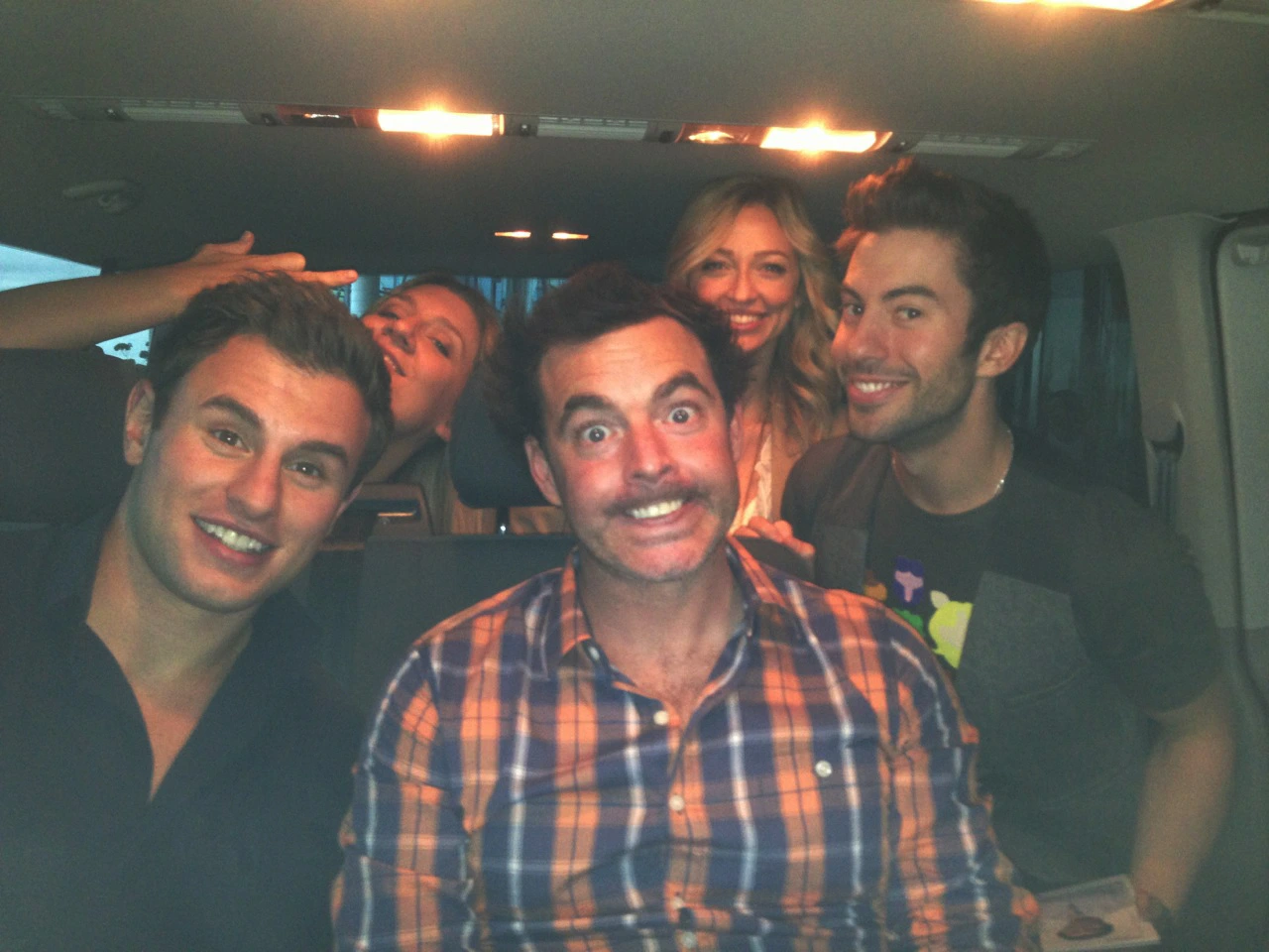 Paul Moore and the cast of Winners & Losers sharing laughs behind the scenes after filming in Melbourne for Channel 7.