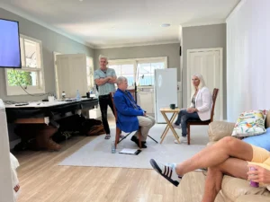 Paul Moore teaching acting students in Geelong, demonstrating on-set techniques and emotional preparation.