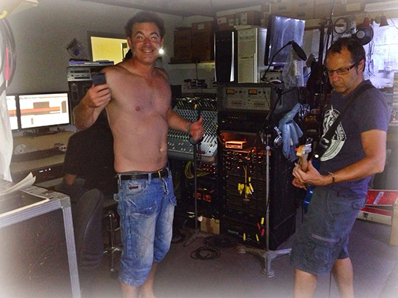 Paul Moore recording his debut single “Sugar on My Cornflakes,” first performed on Winners and Losers.