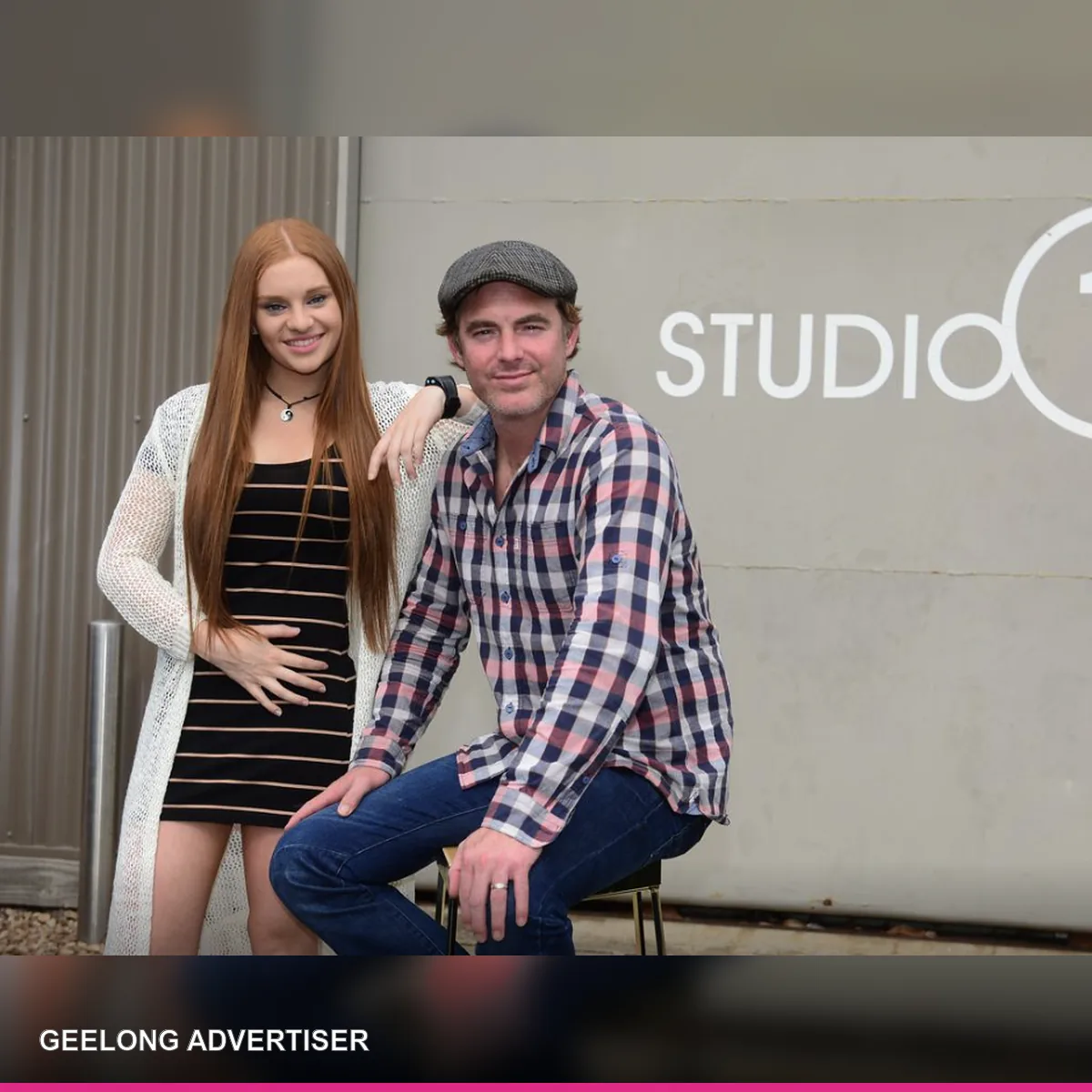 Nicole Freeman and Paul Moore photographed outside Studio 1 for the short film Seven West