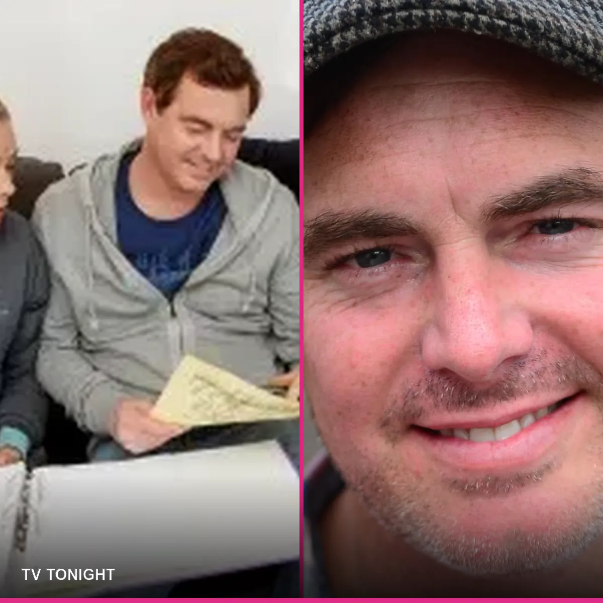 Paul Moore reviewing a script behind the scenes of Winners and Losers