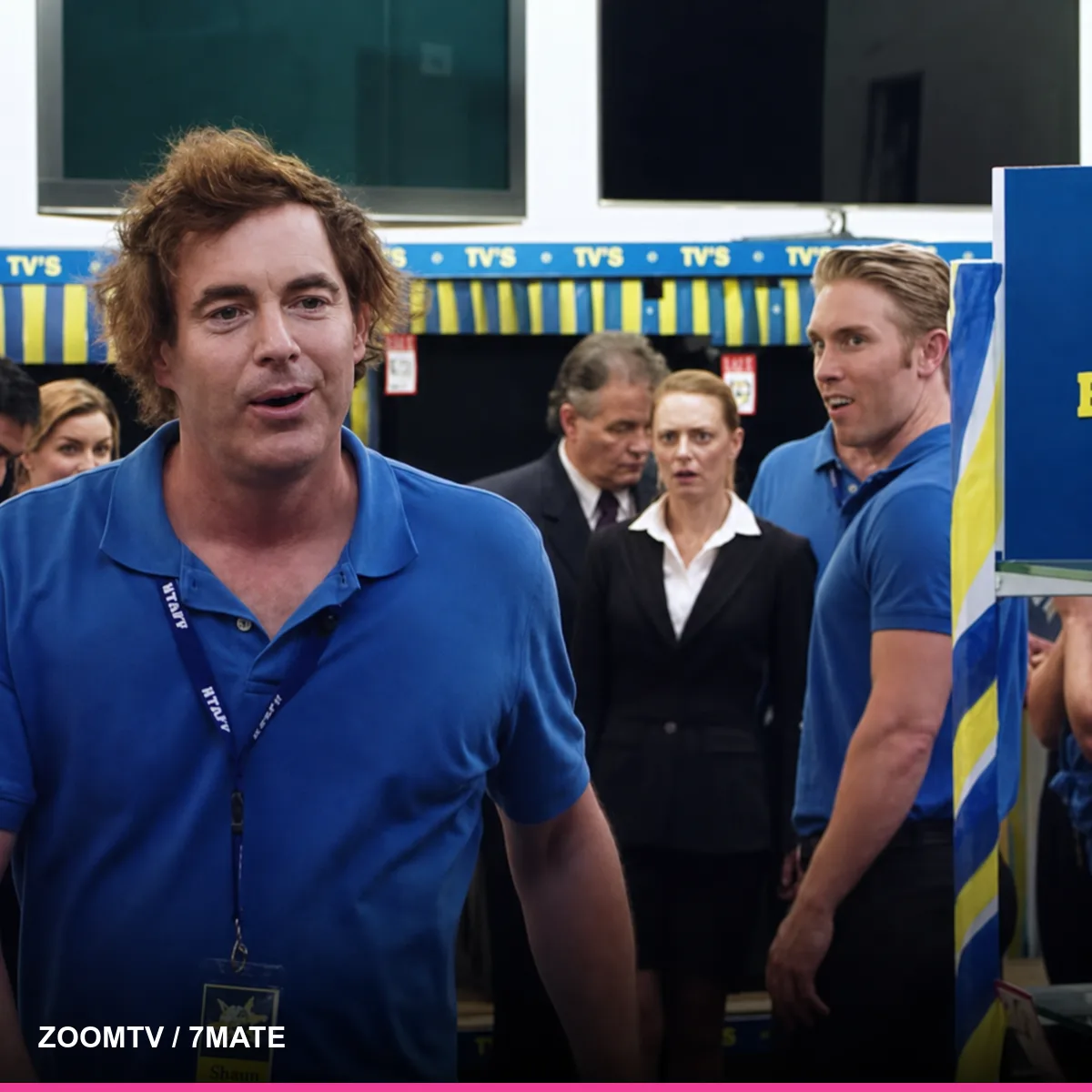 Paul Moore as Shaun on the Rostered On set for the ZoomTV Celebrity Hitchhiker interview